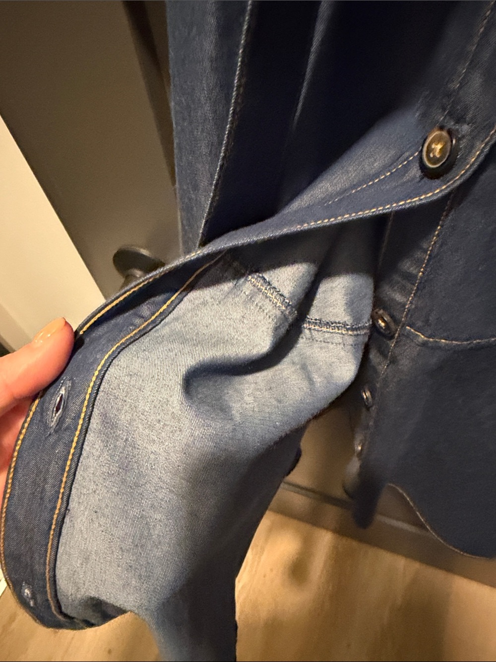 London Times Chambray Shirt Dress — Light Blue - Picture 6 of 9